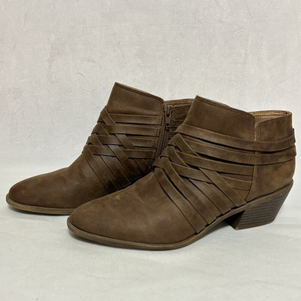 LifeStride Women's Prairie Leather Ankle Boots Brown Sz 8.5